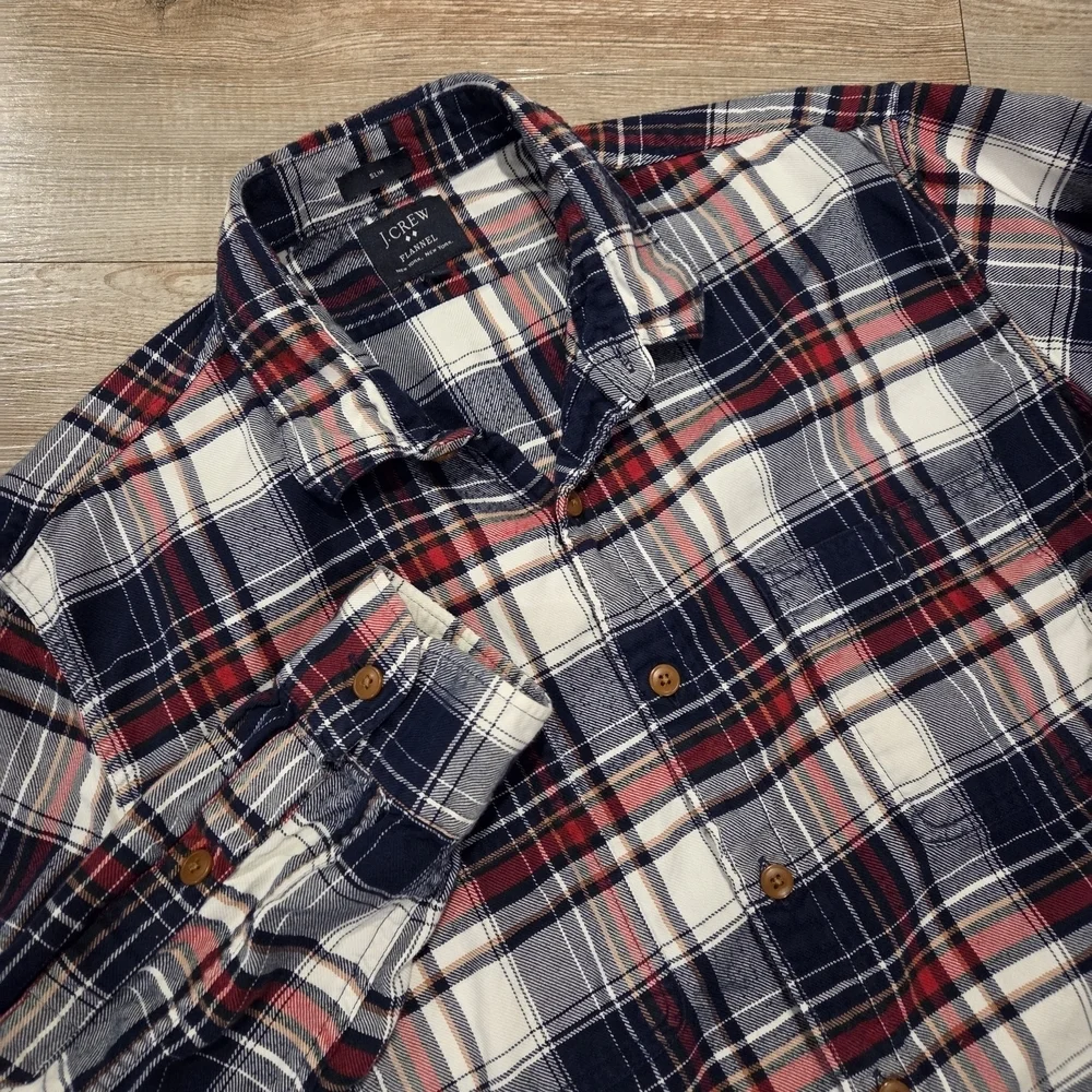 J.Crew Button Down Flannel Slim Fit Long Sleeve Shirt Mens Size Large